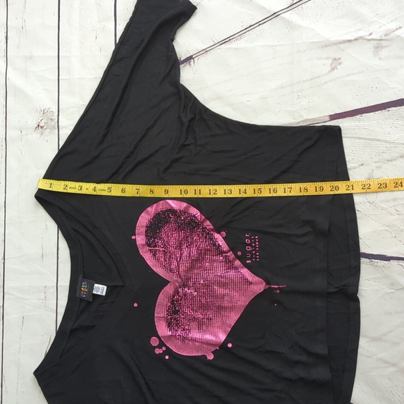 Sugar Factory Las Vegas cropped oversized t-shirt, heart, women's medium - Picture 4 of 8